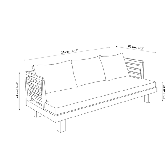 Outdoor Teak Wood White Sofa - image 2
